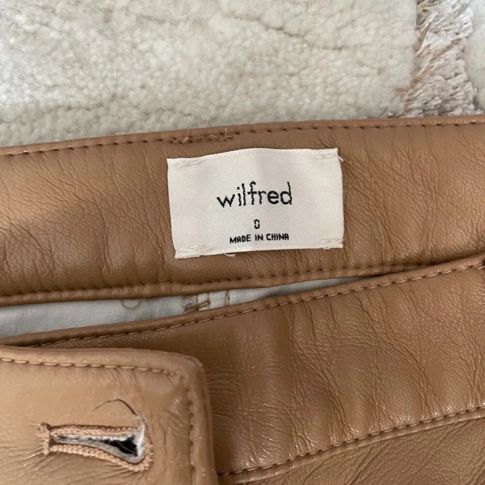 Aritzia Wilfred The Melina Pant High Waisted Vegan Leather Pants Constant Camel - Picture 9 of 10